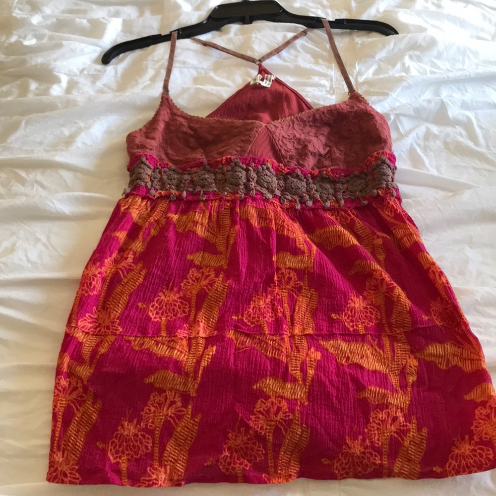 Free People magenta print racer back top
